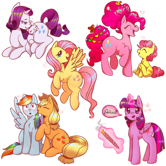 mane 6 ft. lil cheese & opal (mlp)